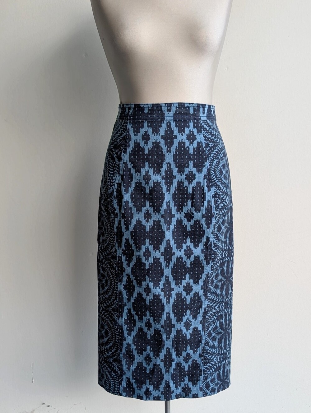 Anthropologie Plenty by Tracy Reese Denim Patterned Pencil Skirt - Blue